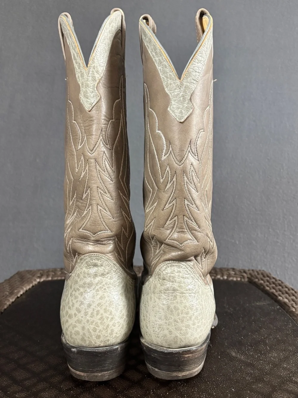Nocona Boots Two-Tone Gray Leather Western Boots #1924 Size 13